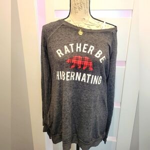 Maurice's Gray Rather Be Hibernating Lightweight Sweatshirt Size Medium